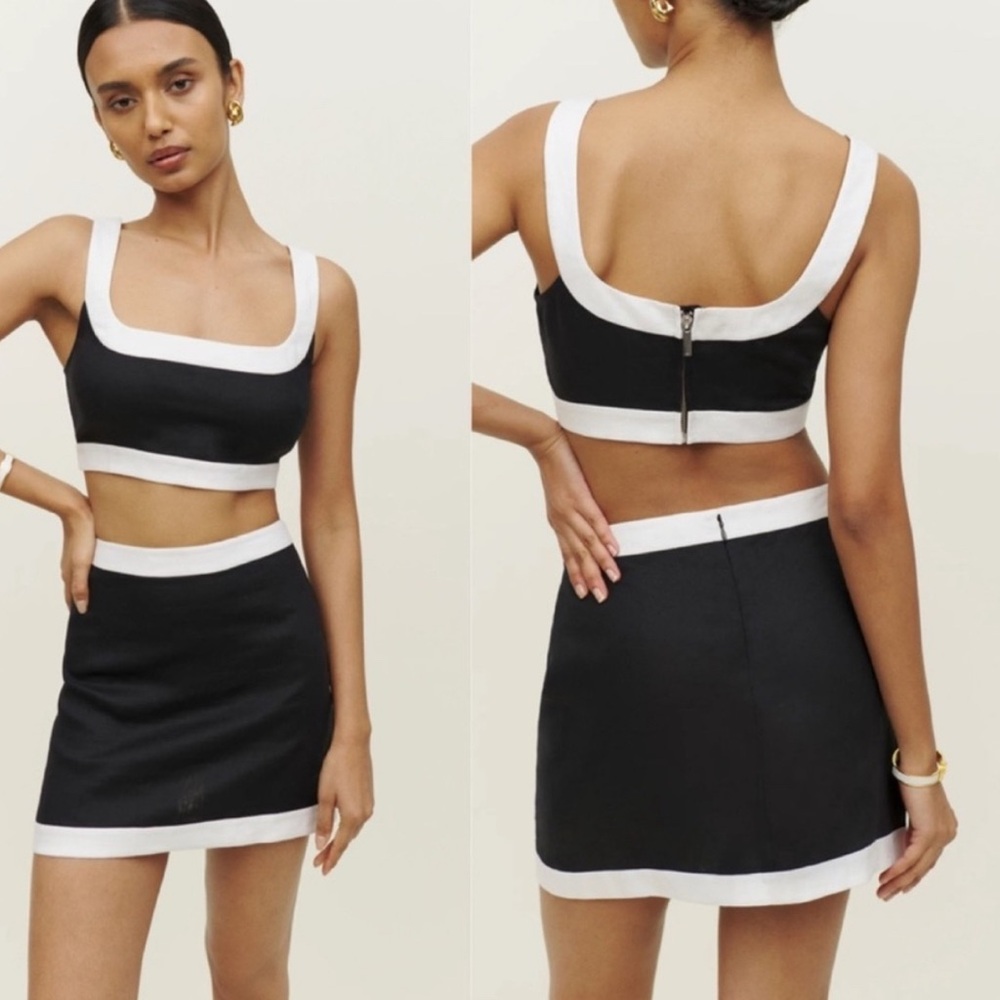 Reformation Black and White Mini Skirt